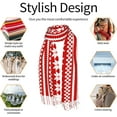 thumbnail image 4 of Red White Norwegian Christmas Sweater Oversized Scarf Shawl Wrap (77x27 Inch) - Winter Lightweight Fluffy Print & Solid Dual Design, All-Season Unisex Accessory​, 4 of 9