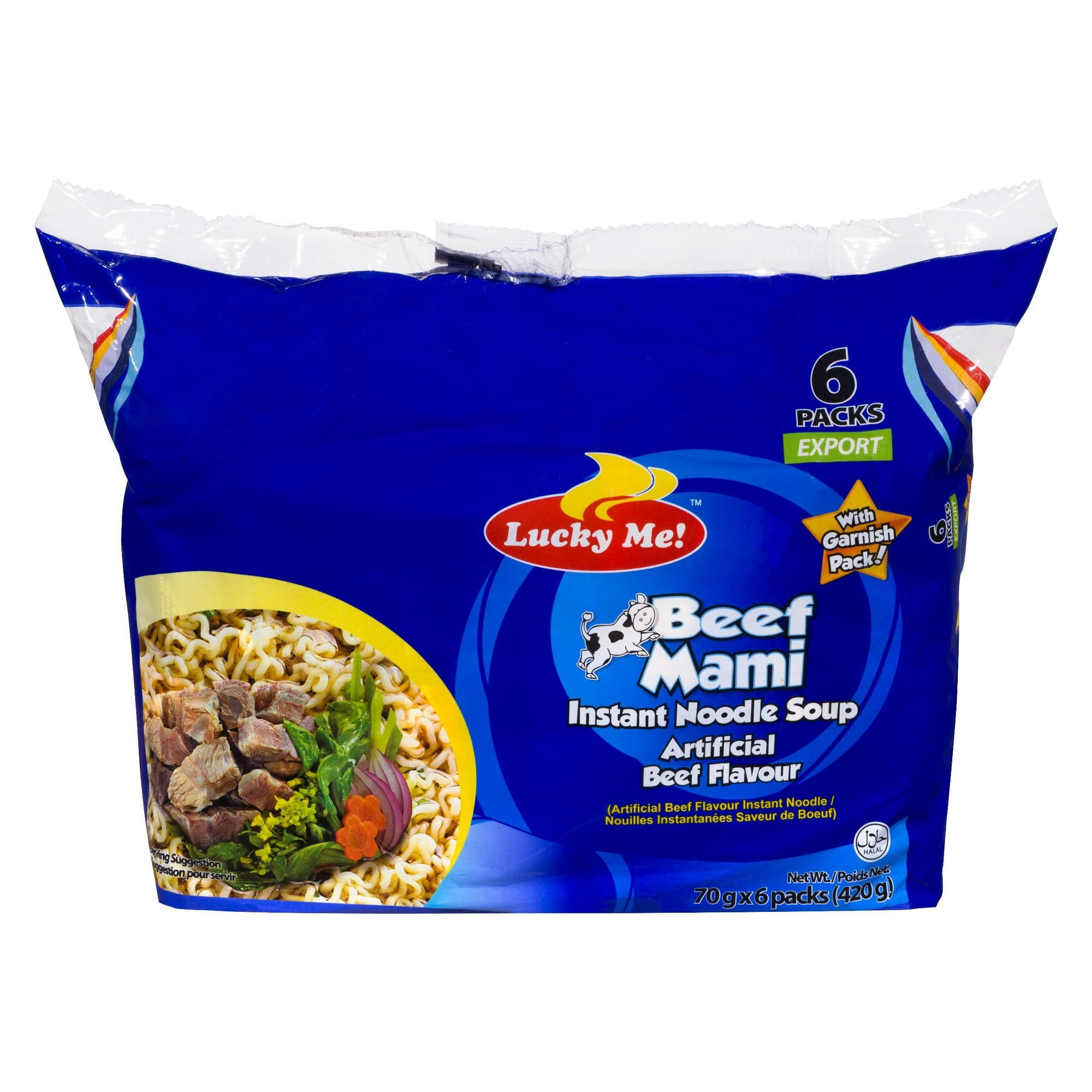 Lucky Me Mami au Boeuf Soupe de Nouilles Instantanées Saveur Artificielle de Boeuf