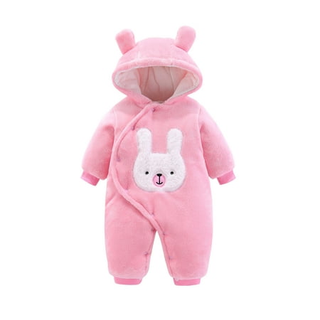 

Vedolay 9 Month Baby Girl Romper Jumpsuit Cute Baby Fleece Long Hooded Warm Infant Sleeve Romper Cartoon Girls Boys