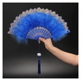 thumbnail image 4 of Feather Folding Fan Sweet Girl Dark Court Dance Hand Fan with Pendant Photography Props Wedding Party Decoration, 4 of 7