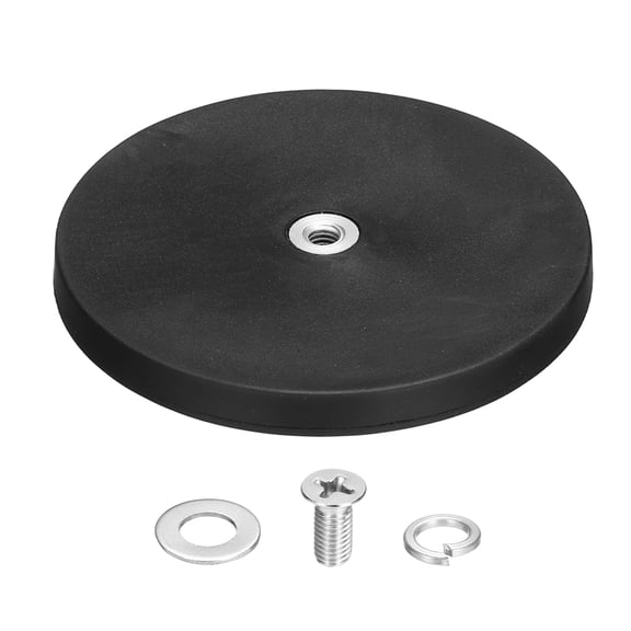 Uxcell 3.5" Dia Rubber Coated Magnets 88LBS Magnet Base with M6 Female Threaded Studs