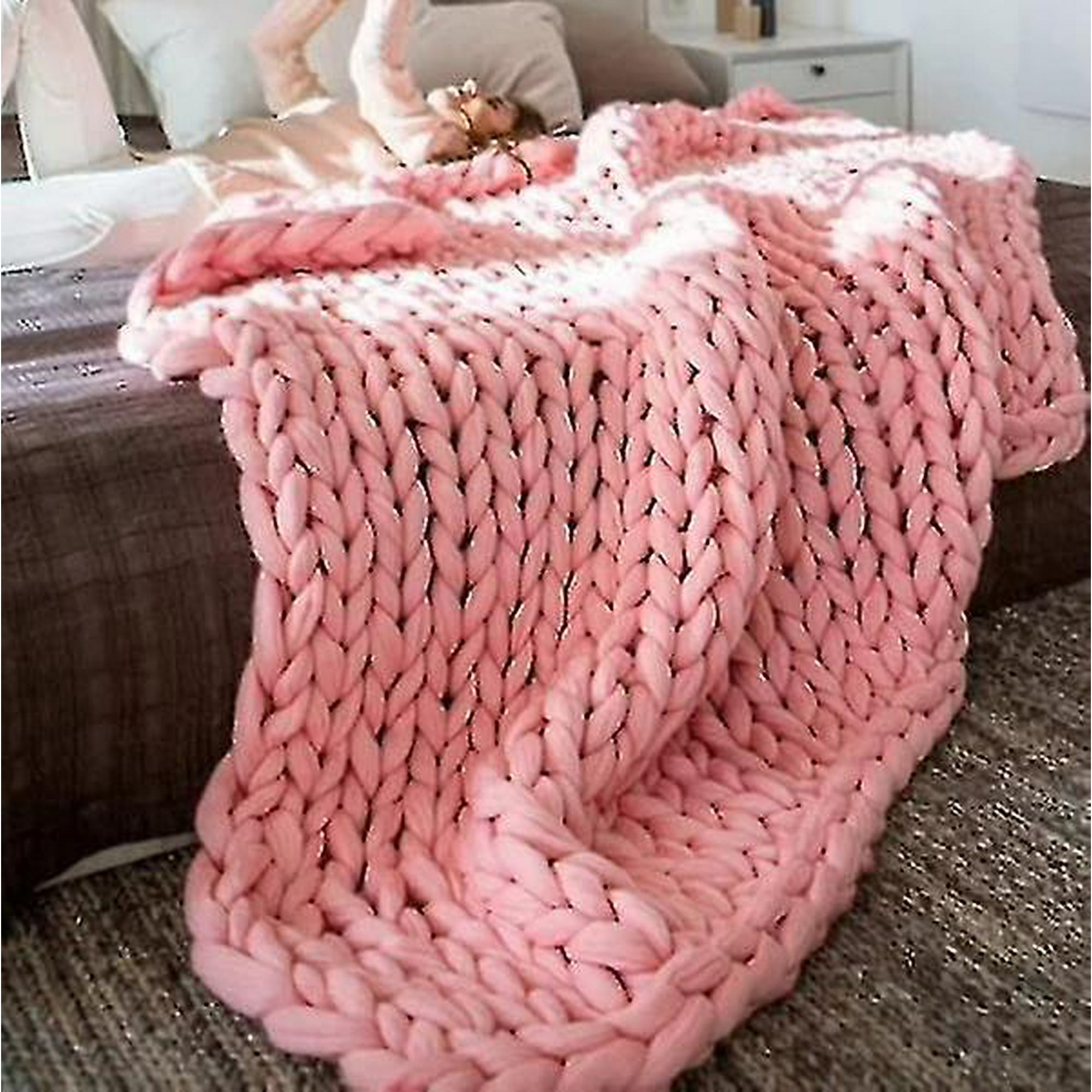Walmart chunky knit blanket hotsell