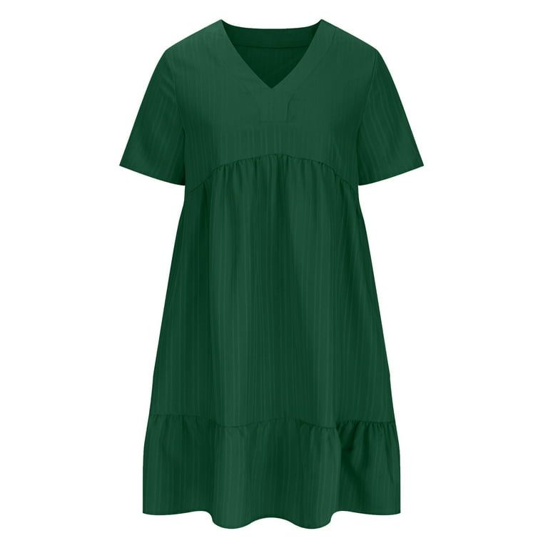 cute dresses for plus size juniors Osfvnoxv Juniors Plus Size Dresses High Waisted Cute V-Neck Dress Summer 2026 Casual Lightweight Comfy Ruffle Short Sleeve Mini Dresses, Girl's, Size: