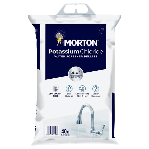 Morton Potassium Chloride Water Softener Salt Pellets, Salt for Water Softener 40 lb Bag