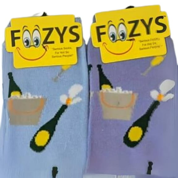 Foozys Champagne Themed Novelty Socks 2 Pairs Included in Two Colors