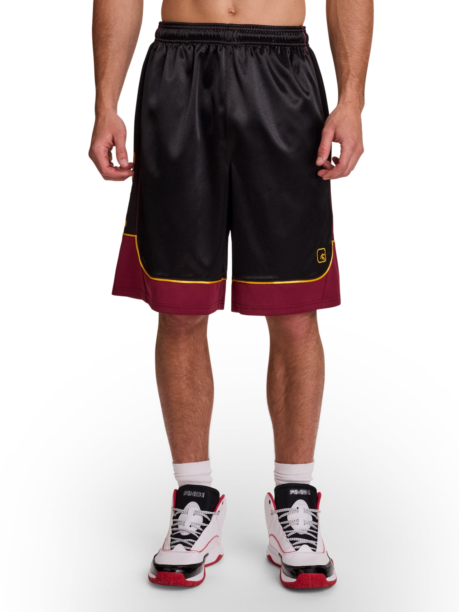 AND1 Men's and Big Men's All Court Colorblock Short, 11" inseam, up to Size 5XL
