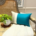 thumbnail image 3 of The HomeCentric Decorative Lumbar Pillow Cover Turquoise 12"x20" (30x50 cm) Silk Color Block, Patchwork, Silk Lumbar Cushion Covers For Sofa, Couch, Bed, Patio And outdoor, - Turquoise Silk Essence, 3 of 10