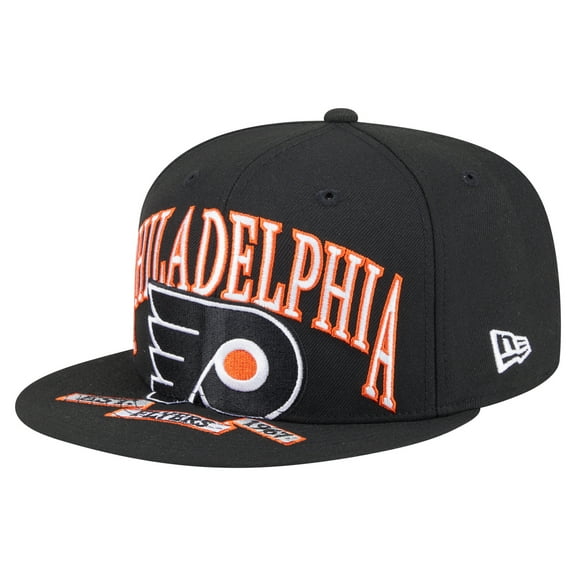 Men's New Era Black Philadelphia Flyers Oversized Vintage Arch 59Fifty Fitted Hat