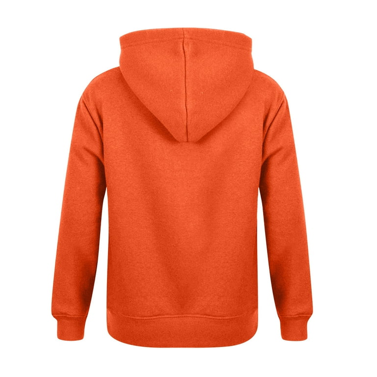 Qwertyu Mens Hoody Drawstring Pullover Pocket Long Sleeve Thin Lightweight Solid  Color Hooded Vintage Style Sweatshirt Men Orange M 
