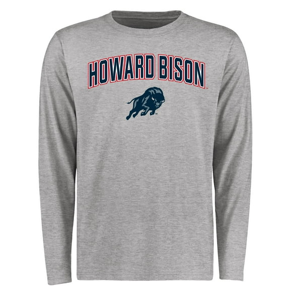 Men's Ash Howard Bison Proud Mascot Long Sleeve T-Shirt