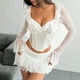 thumbnail image 1 of Camisola moldeadora de cintura con lazo sin espalda informal de encaje para mujer, top de poliéster, 1 of 4