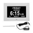 thumbnail image 1 of 7 Inch Digital Clock, Auto Dimming, 8 Languages, Non-Abbreviated Week, Month and Date Display, for Elderly, EU Plug 110-240V, 1 of 4