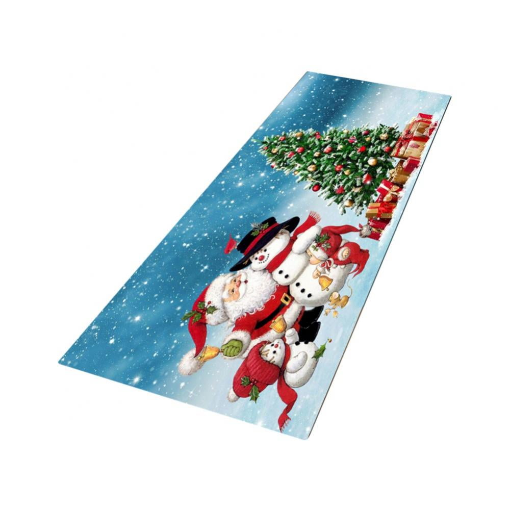 Patgoal Christmas Runner Area Rugs Doormats 3D Flannel Anti-Slip Carpet Christmas Bedroom Rugs Winter Holiday Area Rug Christmas Area Rug 71X24 Inch