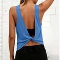 thumbnail image 5 of oqasdz Women's T Shirts Crew Neck Solid Color Sleeveless Soft Tank Blouse with Hollow Detail for Ladies Daily Wear Casual Summer T-Shirt, 5 of 7