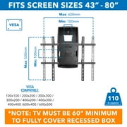 Mount-It! Motorized Fireplace Mantel TV Mount With Recessed Base, 42 to 80 TVs, 110 lbs. Capacity, Includes Remote