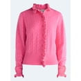 thumbnail image 5 of Free Assembly Women's Ruffle Neck Pointelle Cardigan Sweater, Midweight, Sizes XS-XXL, 5 of 5