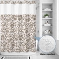 thumbnail image 2 of No Hook Shower Curtain, Farmhouse Brown Shower Curtains for Bathroom with See Through Top Window, Vintage Flower Leaf Botanical Plant Waterproof & Washable Bath Curtain Stall 48"x72", 2 of 9