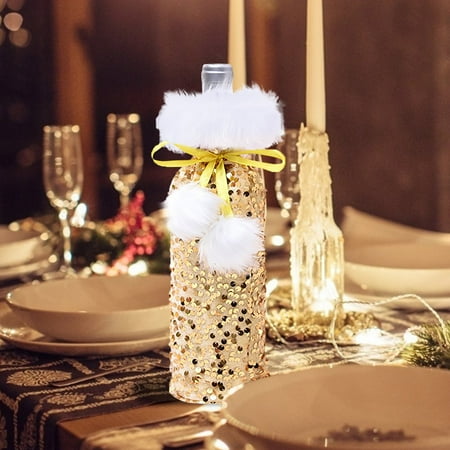 

WOXINDA Christmas Ornament Sequin Bottle Sleeve Plush Beam Sleeve