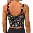 thumbnail image 4 of Picia Colorful Geometric Figures Sports Bra for Women,Padded Strappy Sports Bras Medium Support Yoga Bra with Removable Cups,Running Yoga Bra-XX-Large, 4 of 9
