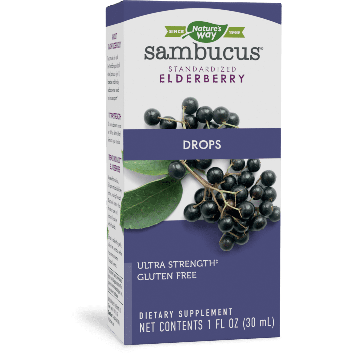 Nature's Way Sambucus Elderberry Drops, 100 mg per Serving, 1 Fl. Oz