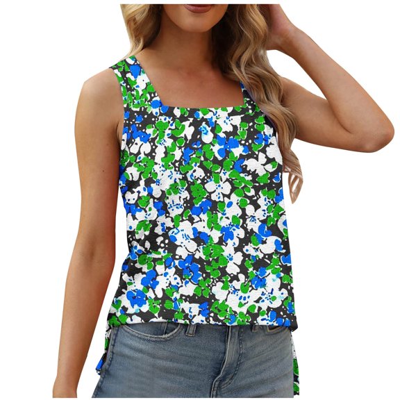 Women's Tank Tops Plus Size Under $10 Free Shipping Breathable On Sale Fashion Printed Tank Loose Sleeveless T-shirt Pullover Tops
