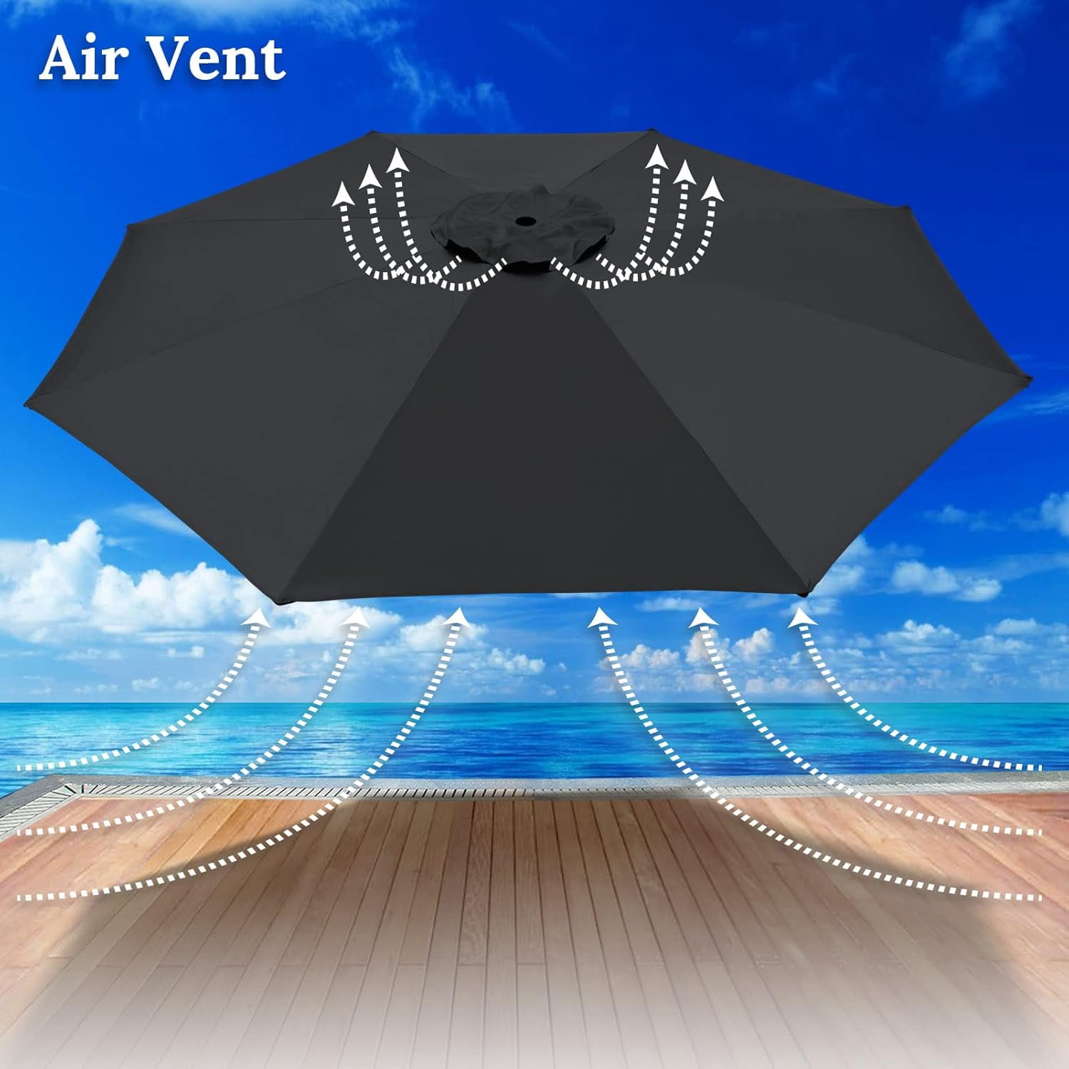 ALUVIERA 9ft Umbrella Cover Only for 8 Rib Outdoor Patio Umbrella Replacement Canopy Top