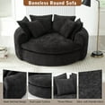 thumbnail image 5 of Harper & Bright Designs Compressed Round Chaise Sofa, Foam Chenille Single Sofa Chair, Boneless Round Sofa with 8 Throw Pillows for Living Room, Black, 5 of 17