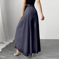 thumbnail image 3 of Favoffer Women's Chiffon Long Pants Solid Color Elastic Waist Lightweight Flowey Casual Trousers Summer Breathable for Beach Holiday Outdoor, 3 of 6