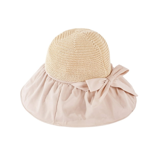 Summer Hats For Women Fisherman's Hat Women's Fashion Solid Color Weave  Hollow Out With Windproof Cord Cap Sun Hat Beach Hats For Women 
