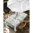 thumbnail image 3 of Outdoor Tablecloth with Umbrella Hole, Blue Teal Coastal Waterproof Outdoor Table Cover, Summer Beach Starfish Coral Nautical Rustic Patio Tablecloths for Party Picnic Camping, Rectangle 60"x102", 3 of 9