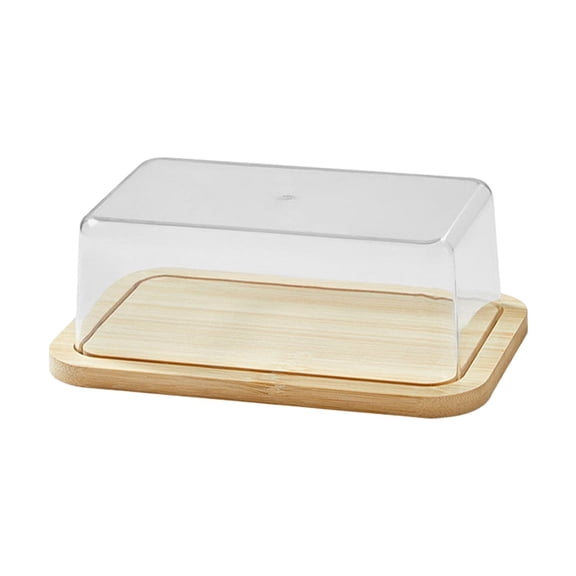 Butter Dish With Lid,Butter Dishes For Countertop Refrigerator,Wooden Butter Dish With Plastic Lid,Cheese Storage Box,Cheese Storage Tray With Transparent Lid,(A,4.92x3.34x2.48 in)