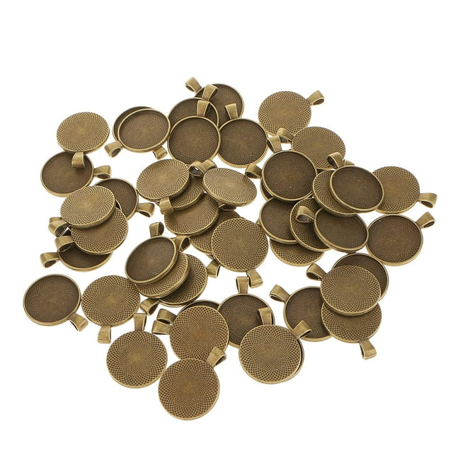 TISHITA 50 Pcs Base de Plateau Rond Rétro 25mm Cabochon Charms Bronze
