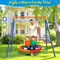 thumbnail image 3 of GIKPAL Swing Sets for Outside 440lbs Swing Set for 2-3 Kids Outdoor with Heavy-Duty Metal Frame & Adjustable Ropes Round Swing, Rainbow, 3 of 9