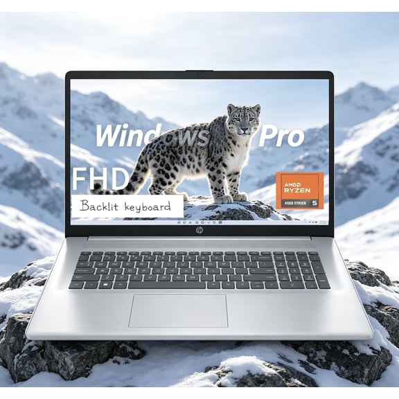Newest HP 17.3 FHD Laptop AMD Ryzen 5 7430U 16GB RAM 256GB PCIe SSD Windows 11 Pro Silver