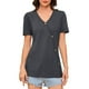 thumbnail image 5 of Tops de Color Sólido para las Mujeres, Botón de Cuello en V de Manga Corta, Top de Moda Casual para las Mujeres, 5 of 9