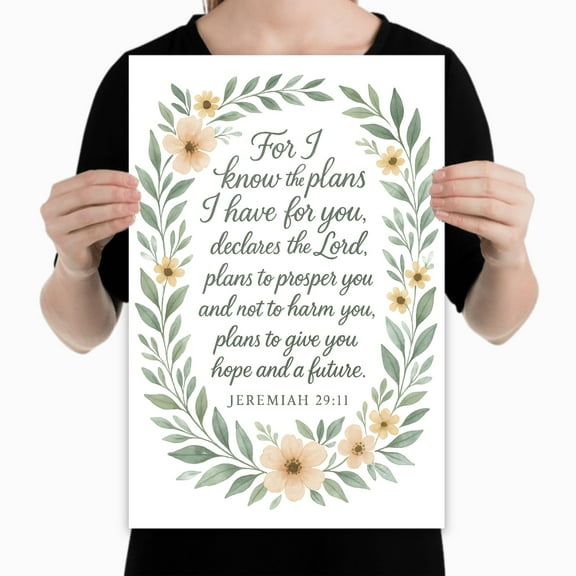Floral Scripture Art - Women’s Wall Decor - 13x19 Poster Print - Inspirational Home