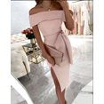 thumbnail image 1 of Robes d'Invité de Mariage pour Femmes Robe d'Été Unie Col Bateau Fendue pour Invité de Mariage Robe pour Femmes 2022, 1 of 5