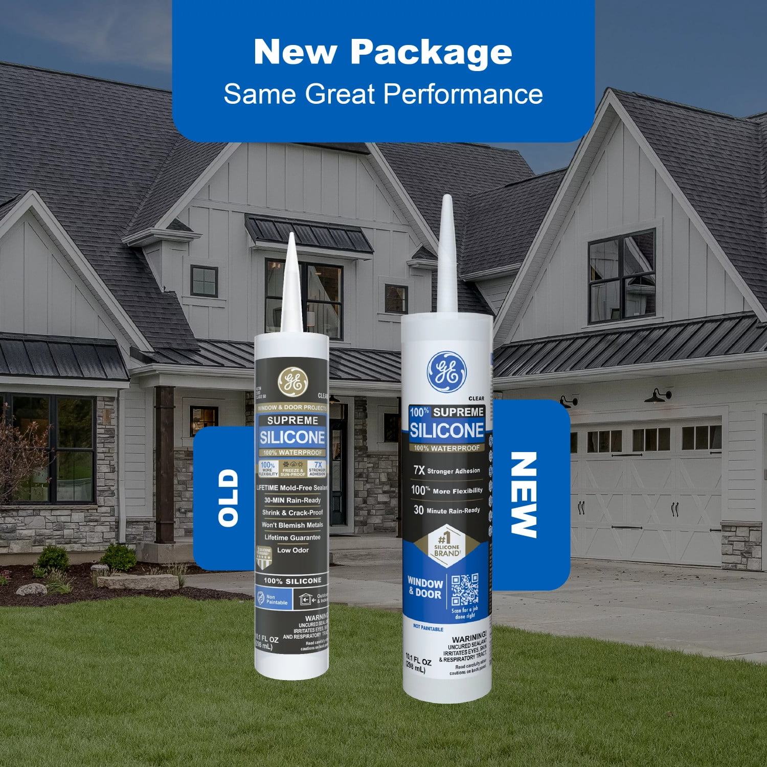 (4 pack) GE Supreme Silicone Window & Door Sealant, Pack of 1, White 10.1 fl oz Cartridge