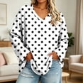 thumbnail image 2 of CHGBMOK Women's Plus Size Polka Dot Tops Long Sleeve V Neck T-shirts Basic Dressy Casual Blouses, 2 of 7