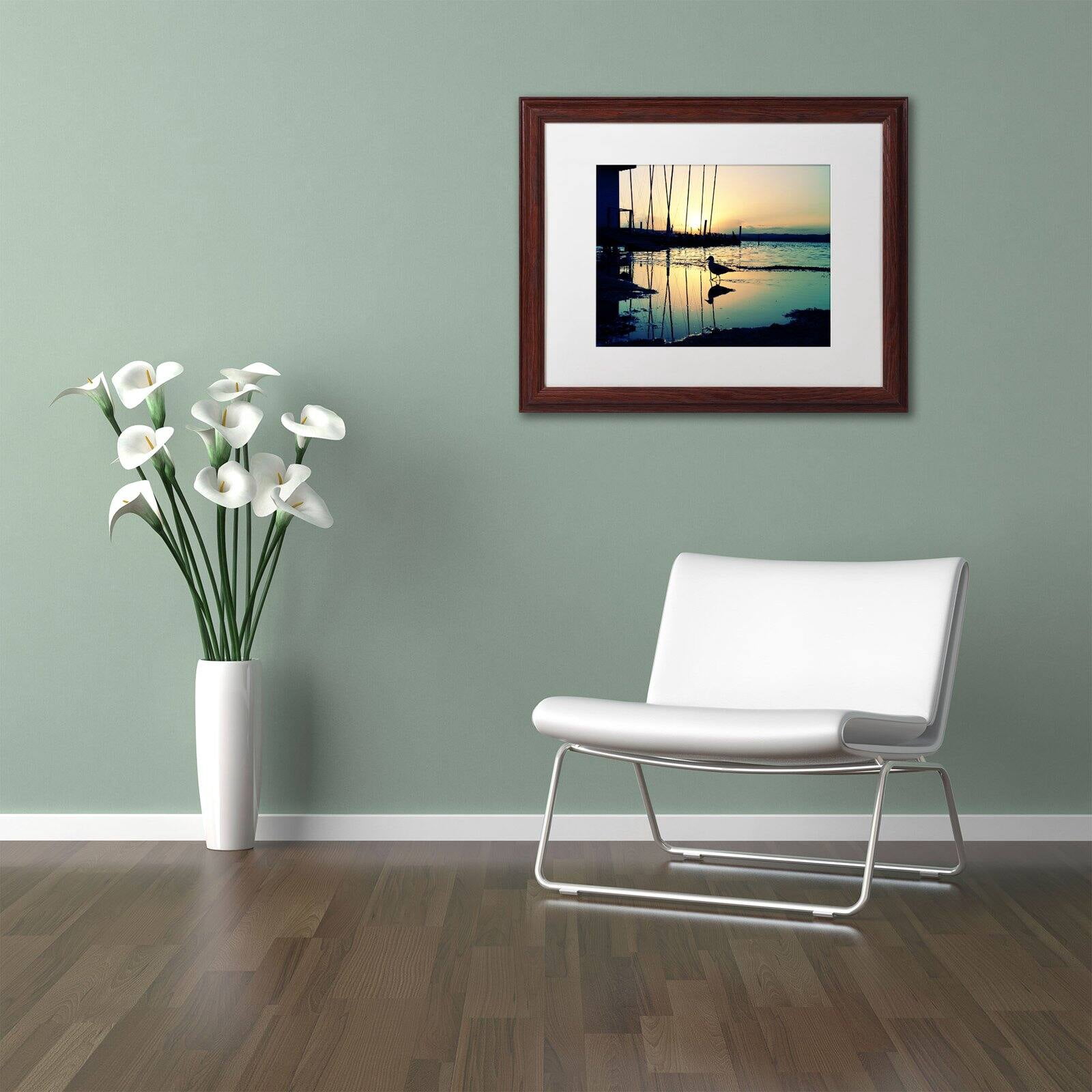 Trademark Fine Art "Lonely at Sunset" Canvas Art by Beata Czyzowska Young, White Matte, Black Frame