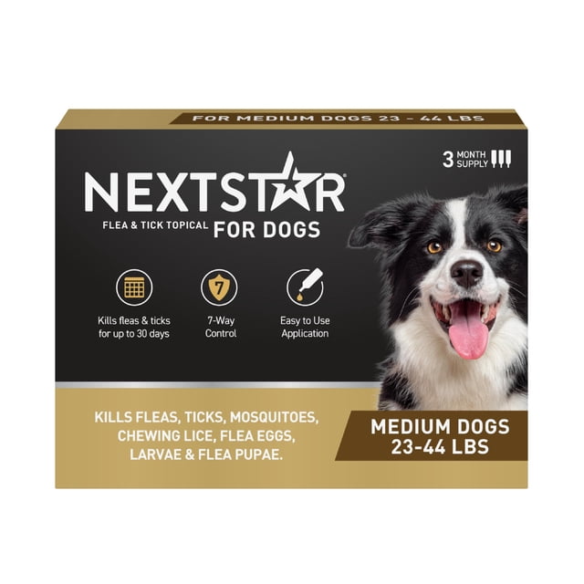 Repelente de pulgas y garrapatas NEXTSTAR para perros medianos, dosis de 3 meses