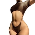 thumbnail image 1 of Cathalem Maillot de Bain Femme Col en V Maille Transparente Contrôle du Ventre Maillot de Bain avec Grand Réglable, Café TP, 1 of 5