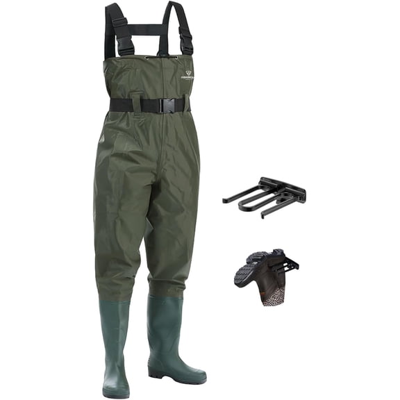 Fishing Waders for Men 2-Ply Nylon/PVC Waterproof Women Chest Wader with Boots Bootfoot Hunting Waders