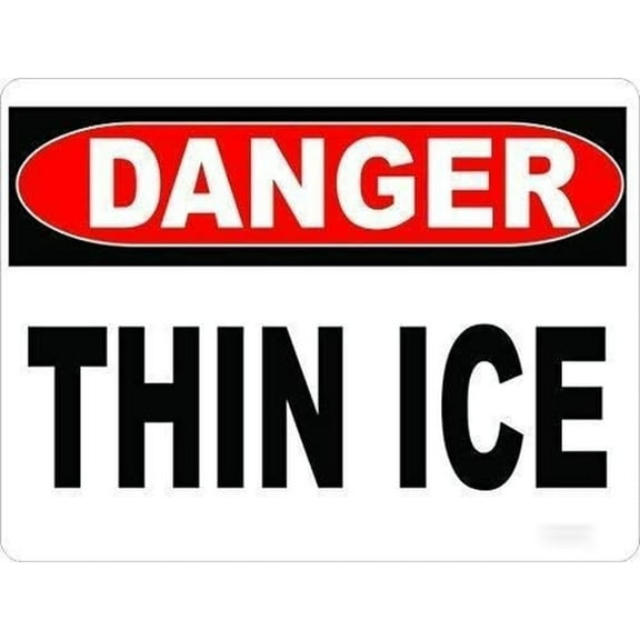 Man Cave Decor Warning Sign Danger Thin Ice Sign, Post For Safety During Bad Winter Weather Road Sign Business Sign 8x12 Inches Aluminum Metal Tin Sign Vintage