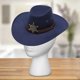 thumbnail image 3 of Sombrero de vaquero para hombre, sombrero de vaquera con correa para la barbilla, sombrero de ala ancha de moda para exteriores Azul marino, 3 of 9