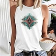 thumbnail image 2 of Birdeem Mode Femmes Imprimé Col Rond Sans Manches Tunique Tee Tops, 2 of 4