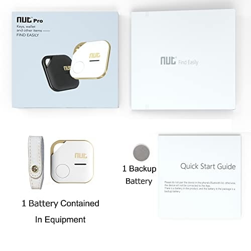 Nutale Key Finder, localizador de artículos con rastreador Bluetooth con llavero para llaves, carteras o mochilas para mascotas y tabletas, baterías incluidas (blanco, 1 paquete)