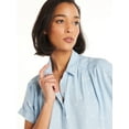 Time and Tru Women's Button Down Camp Shirt with Roll Cuff Sleeves ...