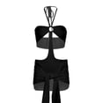 thumbnail image 2 of VISgogo - Conjunto de 2 piezas de verano para mujer, color sólido con recortes y corbata halter + conjunto de minifalda envuelta VISgogo moda, 2 of 6