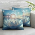 thumbnail image 3 of JRXY Magic Lotus Floral Pillow Cover, Glowing Waterlily Floral Floating on Pond Water Artwork for Oriental Zen Spa, Fairytale Gifts for Women and Girls Home Decor Pillowcase for Sofa White, 3 of 5